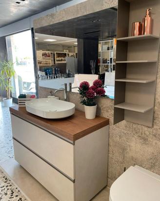 MOBILE BAGNO A TERRA 120 CM CON TOP IN LEGNO