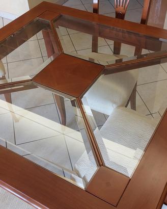 Tavolo legno e cristallo + 4 sedie Bucalossi