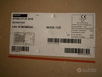 Lavello acciaio inox 90 cm VS DX Mondial marca CM