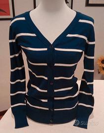 Tezenis - Cardigan a  righe blu e bianco, Small