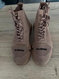 Scarpe balenciaga speed con lacci beige taglia 43