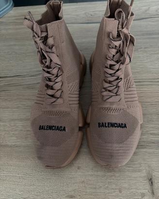 Scarpe balenciaga speed con lacci beige taglia 43
