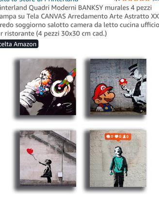 4 Canvas 30x30 Murales Bansky