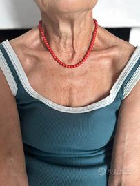 Collana perle rotonde Corallo rosso Sardegna 13g