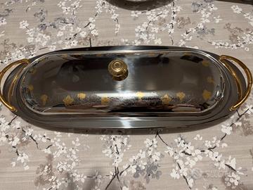 Piatto da portata con coperchio Giorinox inox+oro