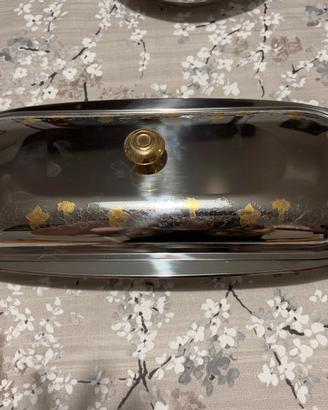 Piatto da portata con coperchio Giorinox inox+oro
