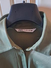 Vestito Zara verde salvia satinato - MAI USATO