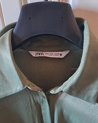 Vestito Zara verde salvia satinato - MAI USATO