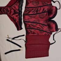 guepière bordeaux Yamamay con slip