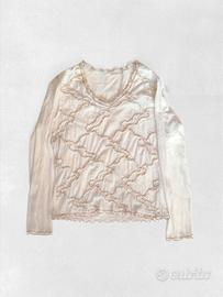 Maglia Beige cin ricami dorati - Vintage| Taglia S