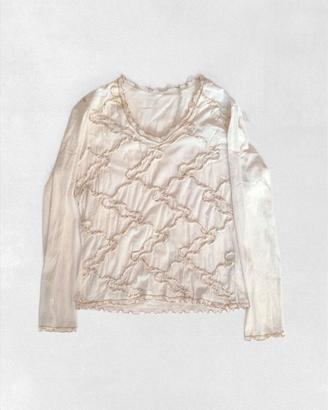 Maglia Beige cin ricami dorati - Vintage| Taglia S