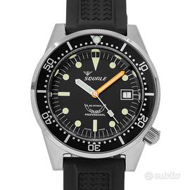 Squale 1521 Black Blasted Rubber cinturino in gomm