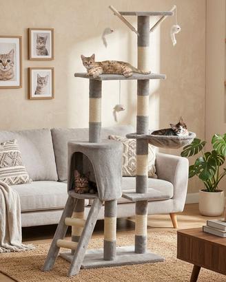Tiragraffi per gatti 138 cm con casetta e piattafo
