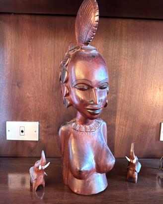 2 sculture africane in legno vintage