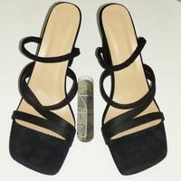 Scarpe Nere Aperte Con Tacco Donna Mai Usato  41