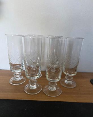Set 6 Calici Alti / Flute Vintage in Vetro