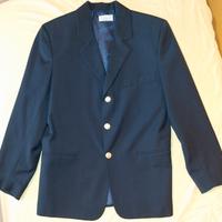 Giacca blu in lana con bottoni dorati, taglia 40.