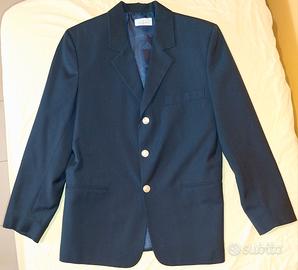 Giacca blu in lana con bottoni dorati, taglia 40.