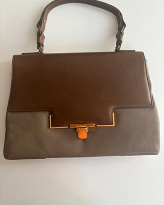 LANVIN Paris Shoulder Bag bicolore brown/raupe