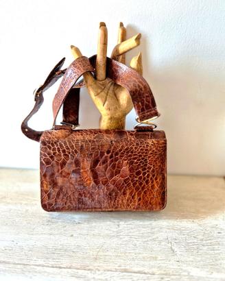 Borsa vintage in coccodrillo anni 70