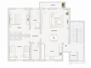 Trilocale con balcone e box auto a Bernareggio