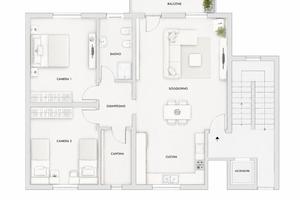 Trilocale con balcone e box auto a Bernareggio