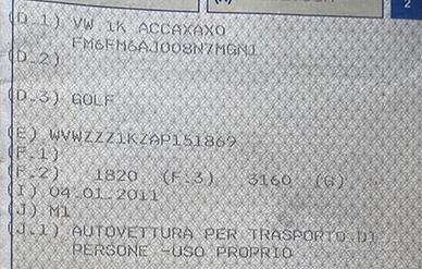 Cambio Volkswagen Golf 2010 1.6 Benzina GPL 