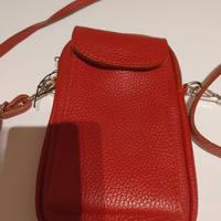 Portacellulare doppia tasca in pelle rosso nuovo