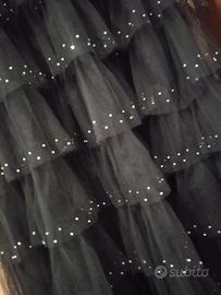 Gonna lunga balze e paillettes nera