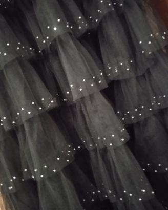 Gonna lunga balze e paillettes nera