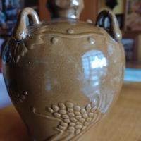 brocca cinese vintage ceramica marrone verdgnola c