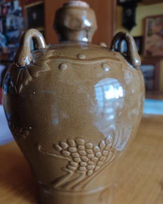 brocca cinese vintage ceramica marrone verdgnola c