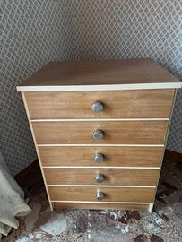 Cassettiera legno chiaro 5 cassetti
