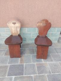 Coppia di Sedie Tirolesi in Legno Massello
