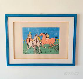 Cesetti "Cavalli e fantini" incisione firmata