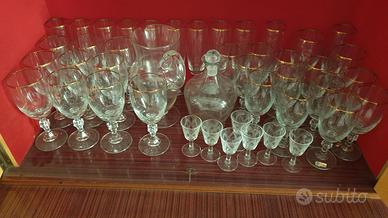 Servizi di calici di cristallo bordati oro 24k