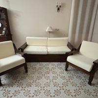 Divano con poltrone legno