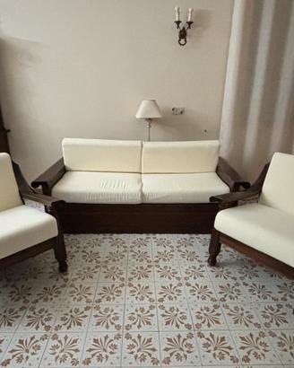 Divano con poltrone legno