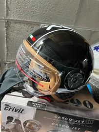 Casco jet Crivit moto auto nuovo nero cuoio