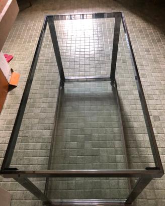 Carrello in vetro con bordo in metallo