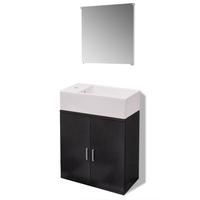 Set Mobili da Bagno e Lavandino 3 pz Nero