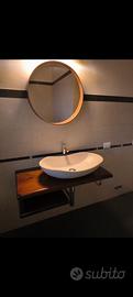 Mobile bagno in legno e lavabo in pietra naturale 