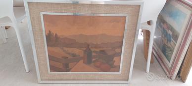 Quadro paesaggio e natura morta