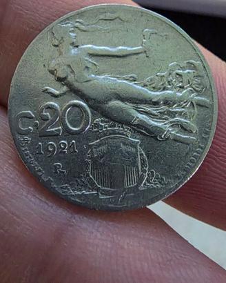 20 Centesimi Libertà 1921 – Regno d'Italia – qFDC