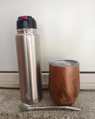 Tazza Termica con Coperchio, Thermos e Bombilla