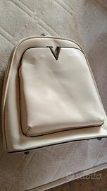 Zaino donna elegante bianco panna con tracolla