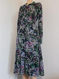 Abito vintage fantasia fiori all-over 70s 80s