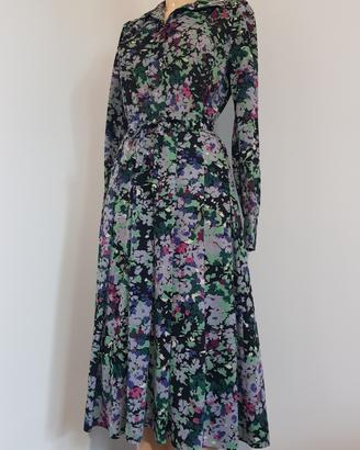Abito vintage fantasia fiori all-over 70s 80s