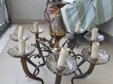 Lampadario in ottone anni 70