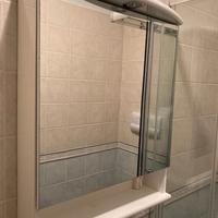 Armadietto pensile per bagno con specchio e farett